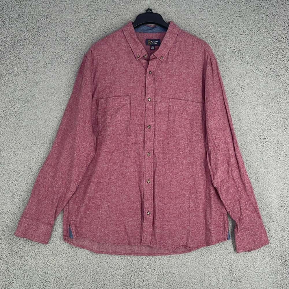 Wallin & Bros. Red button down long sleeve shirt men’s 2XL chest pockets